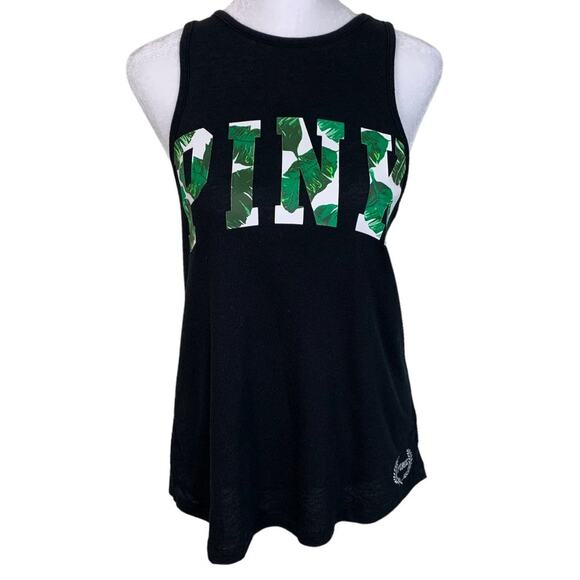 PINK VS Women's Sz XS Palm Leaf Logo High Neck Razor Back Tank - Picture 1 of 7